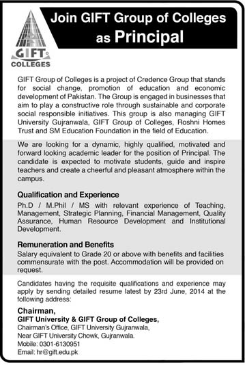 Gift University Gujranwala Jobs